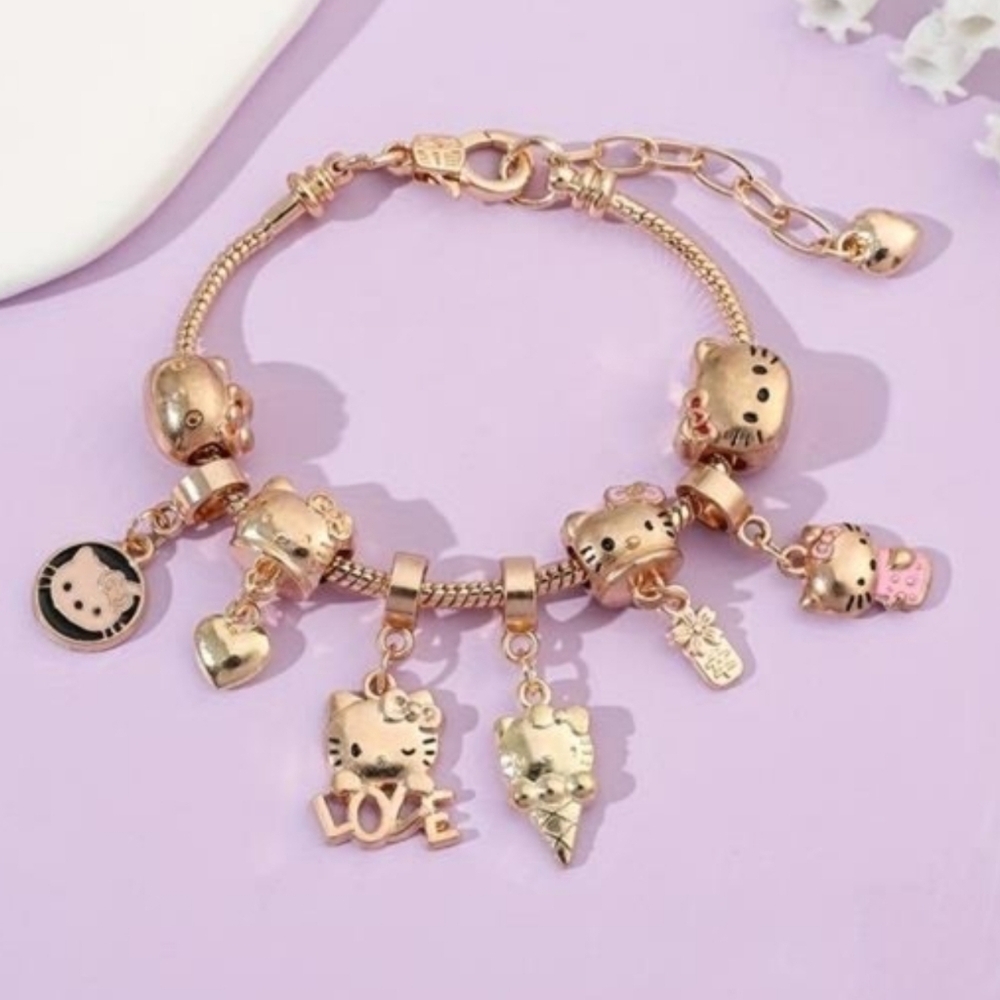 Hello Kitty "Sweetheart" Rose Gold Charm Bracelet Pandora Style - Picture 12 of 12